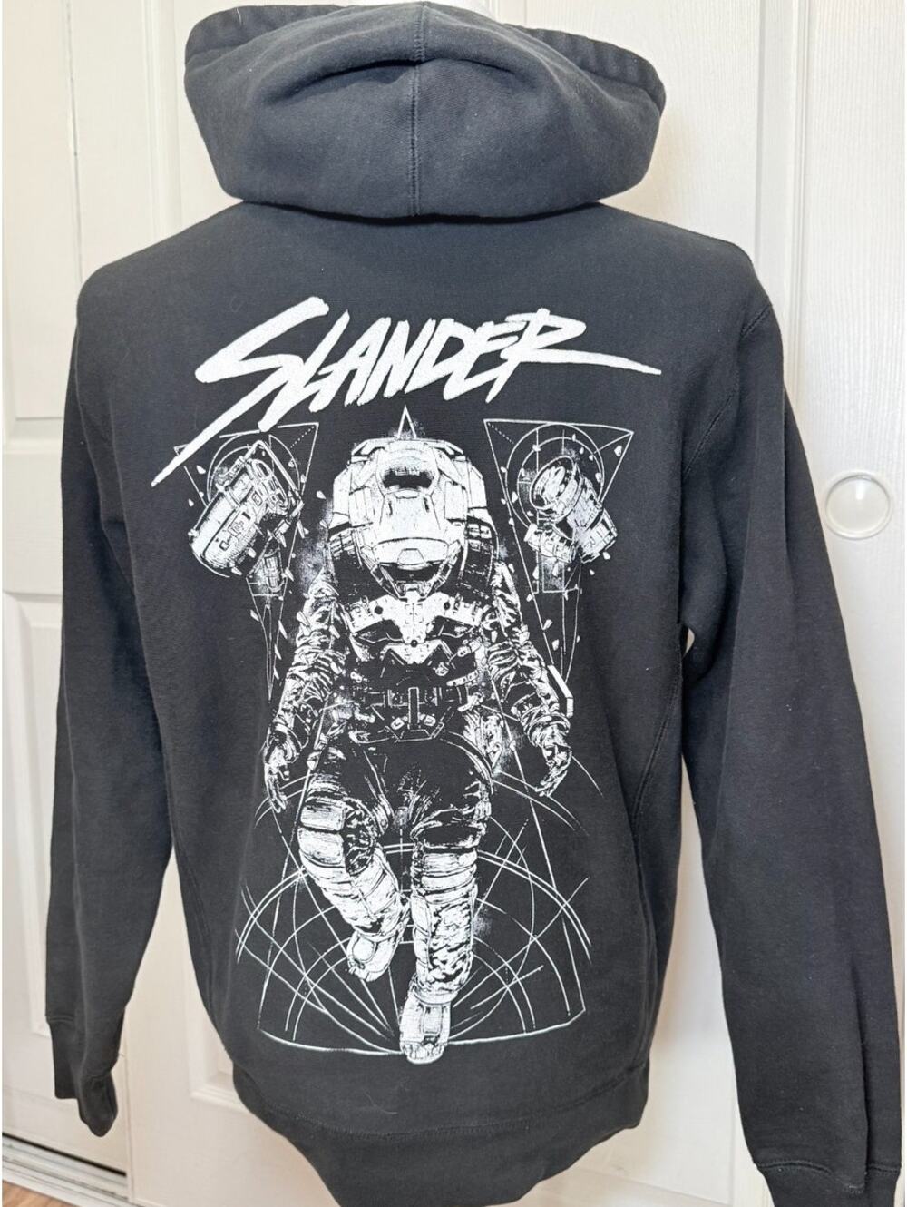 Slander Astronaut Graphic Black Pullover Hoodie EDM Electronic Music Size Small